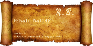 Mihaiu Balló névjegykártya